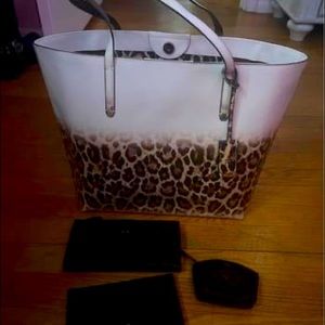 Etienne Aigner leopard print tote and wallet set